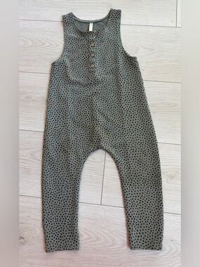 Rylee + Cru Sleeveless Olive Green Polka Dot Jumpsuit